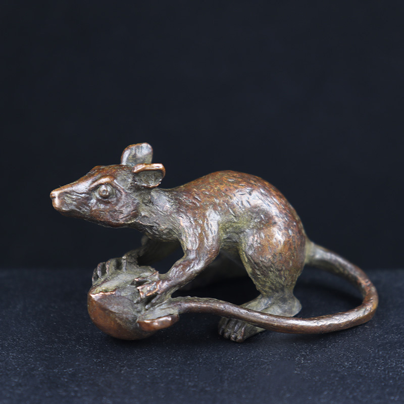 Home Office Hidden Desk - Antique Copper Long Tail Rat Hug