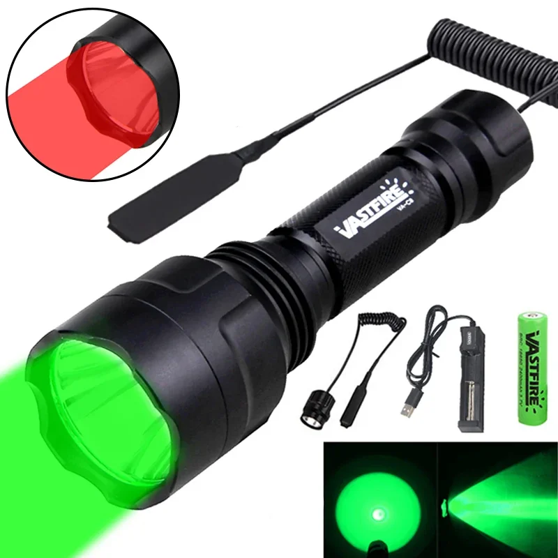 Zoom Lighting Kit - LED Tactical Hunting Flashlight Green/Red/White Torch