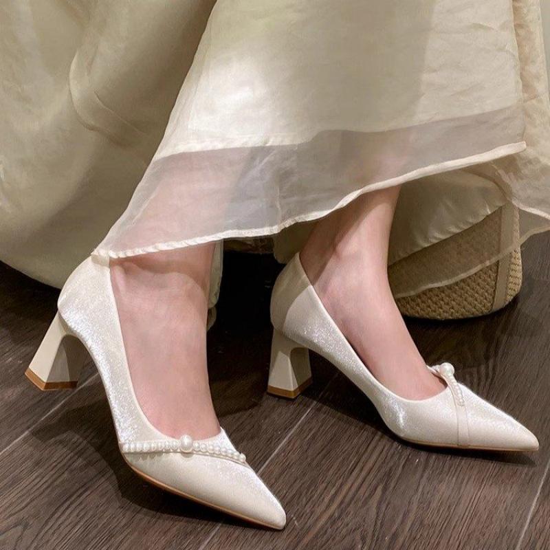 Home Office Makeover - Elegant Pearl Embellished Pointed Toe Block