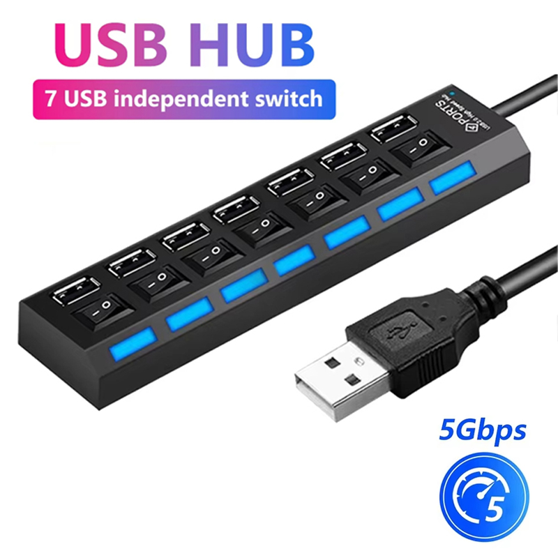 Home Office Pc - 7 Port USB 2.0 Hub Splitter