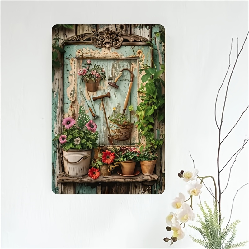 Vintage floral metal tin signa - Home Office Library review and price