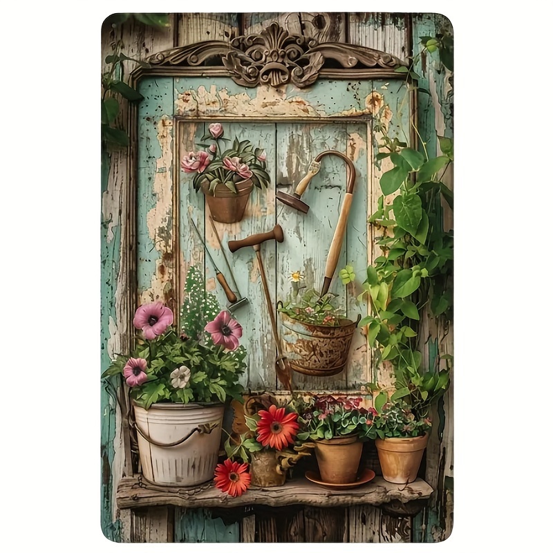 Vintage floral metal tin signa - Home Office Library review and price