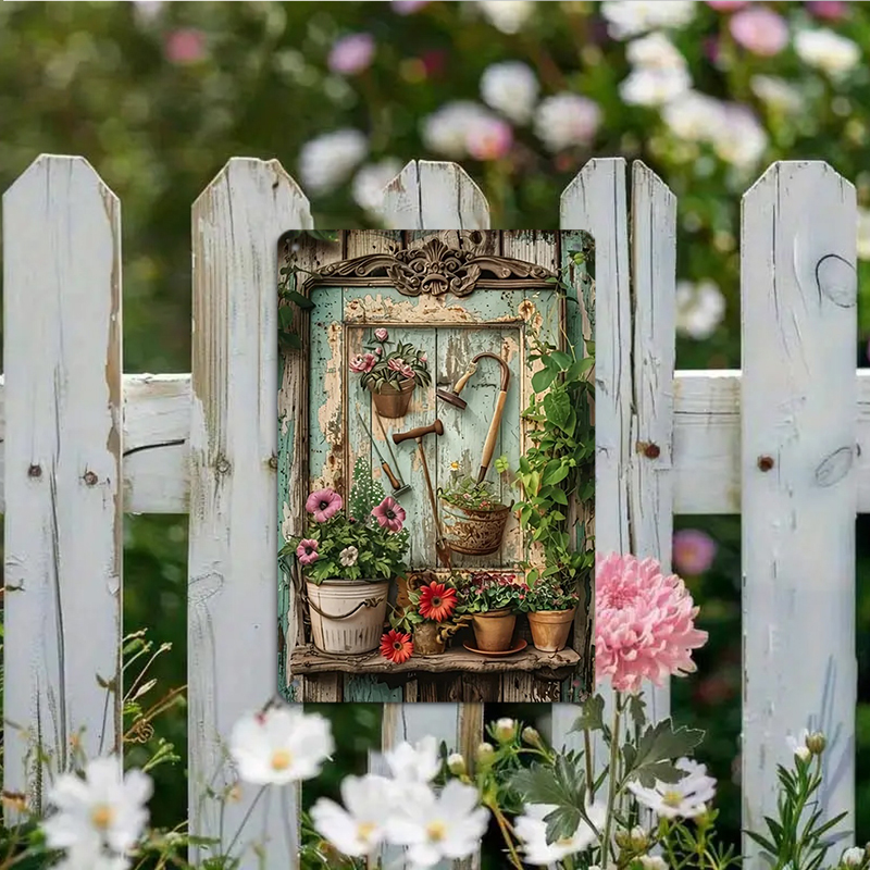 Vintage floral metal tin signa - Home Office Library review and price