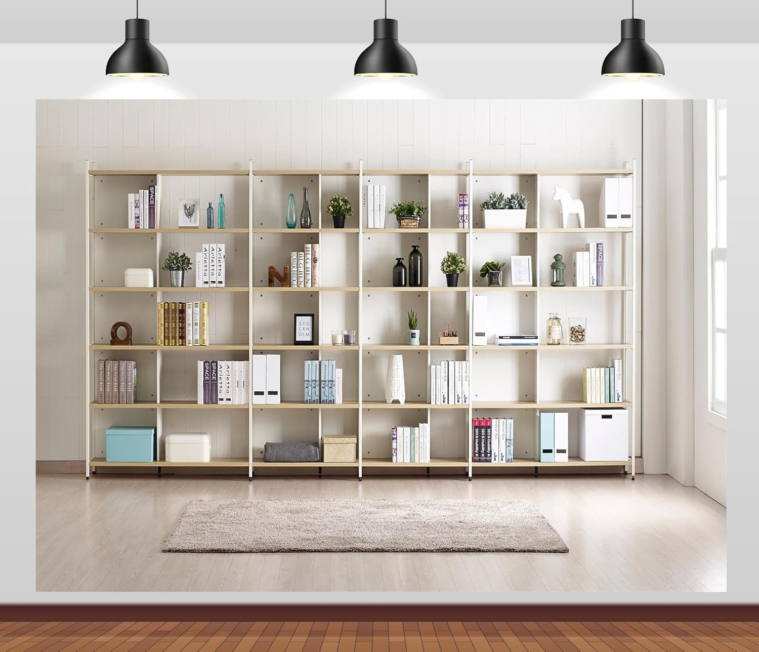 Bookshelf Photography Backdrop - Home Office Zoom Background review and price