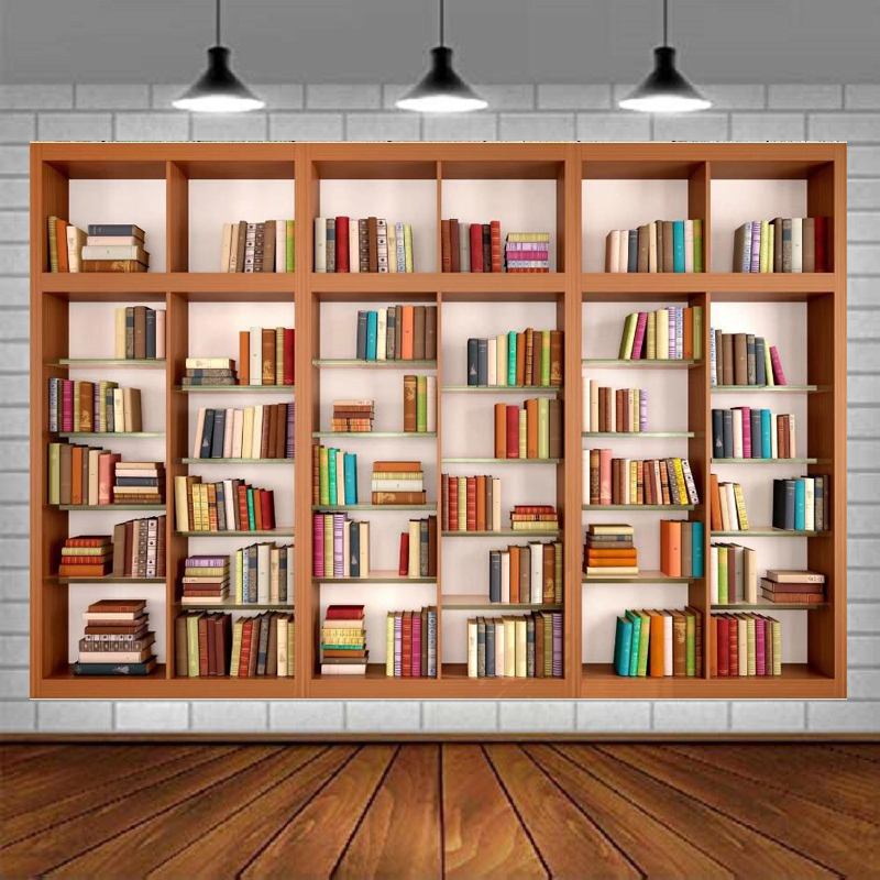 Modern Wooden Bookshelf Photog - Home Office Zoom Background review and price