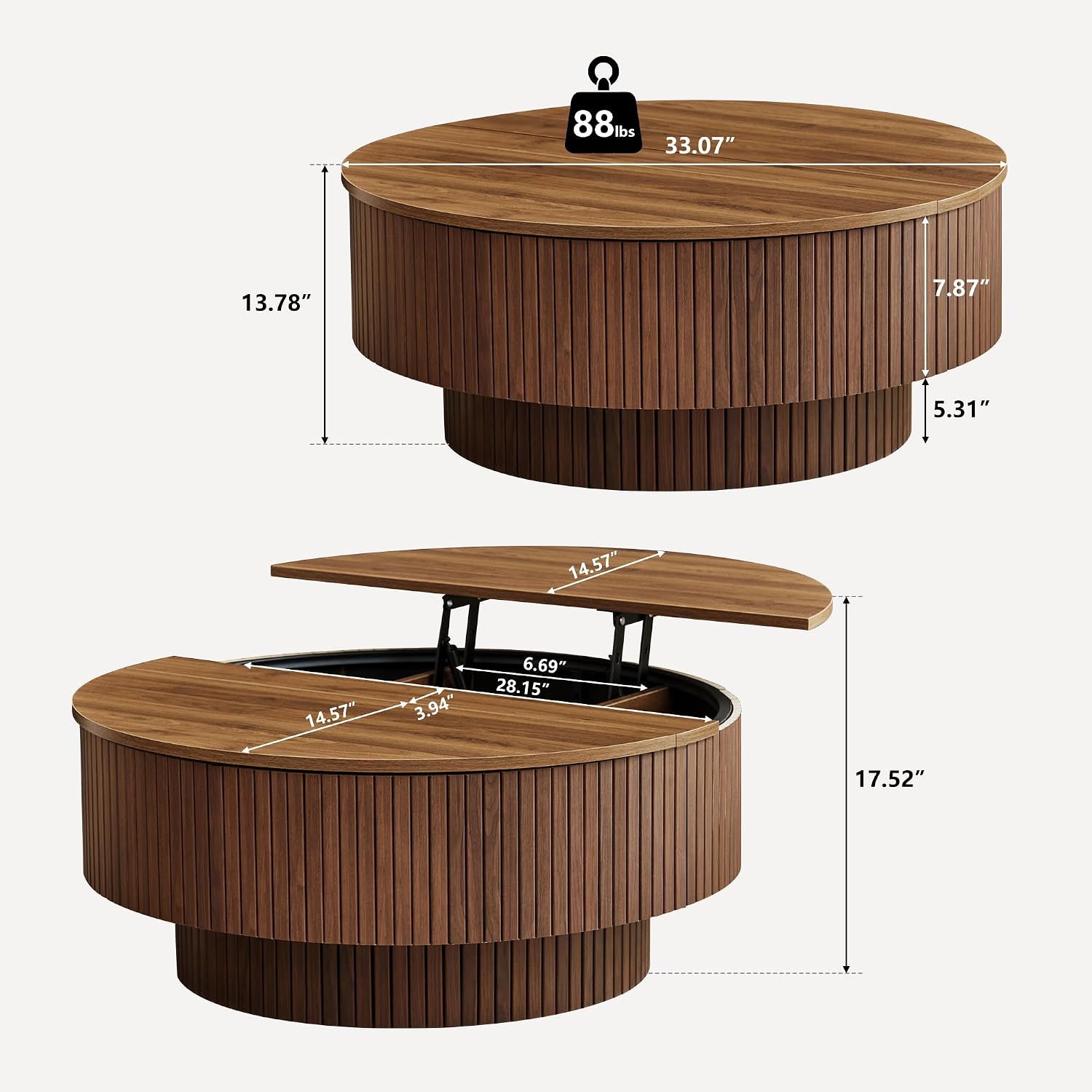 33 Inch Round Coffee Table Wit - Home Office Hidden Desk review and price