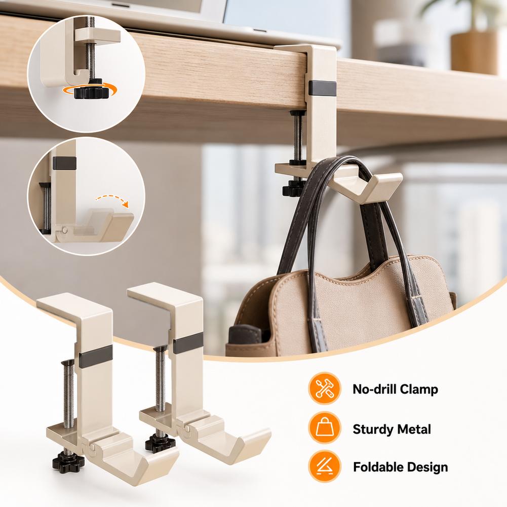 No Drill Foldable Desk Hook  C - Home Office Hidden Desk review and price