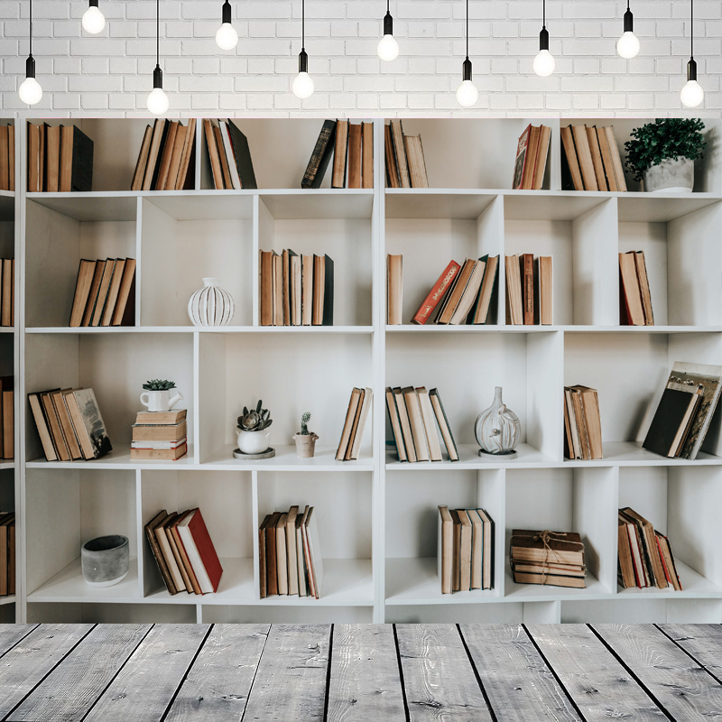 White Bookshelf Photography Ba - Home Office Zoom Background review and price