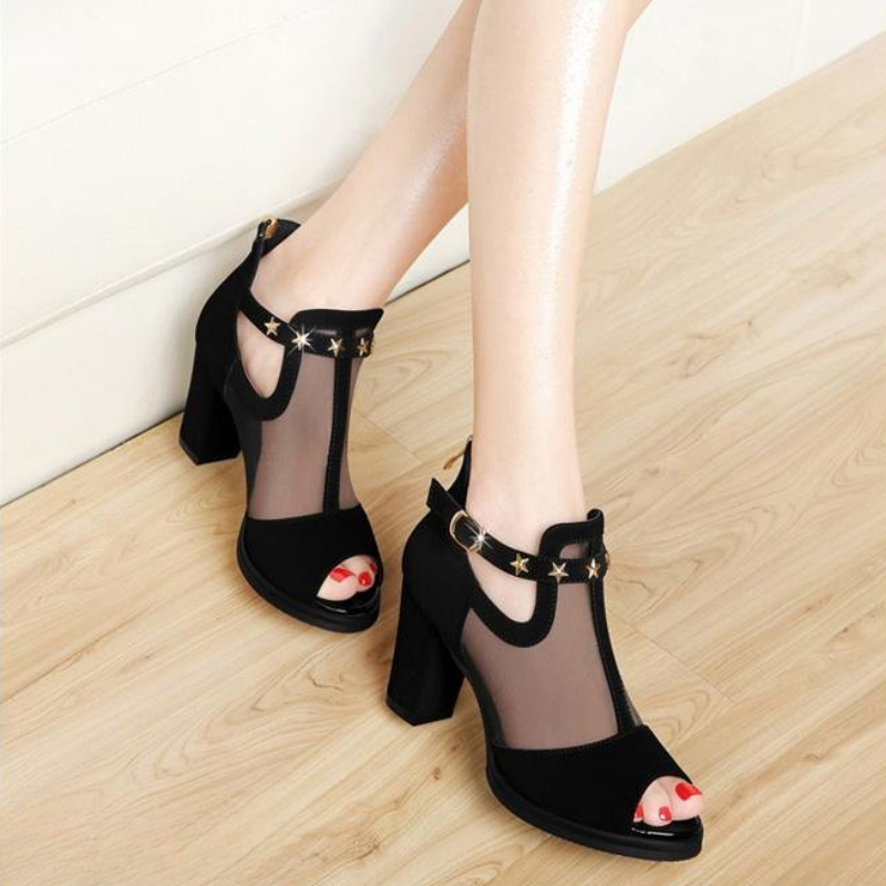 Mesh Peep Toe Block High Heels - Home Office Makeover review and price