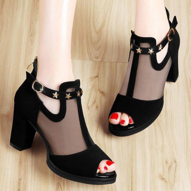 Mesh Peep Toe Block High Heels - Home Office Makeover review and price