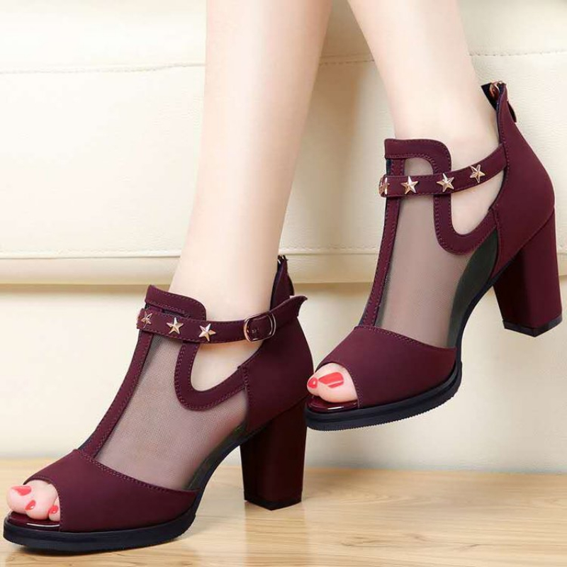 Mesh Peep Toe Block High Heels - Home Office Makeover review and price